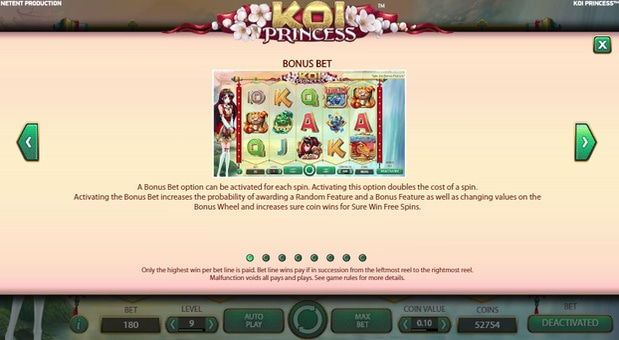 Ігрова функція в апараті Koi Princess