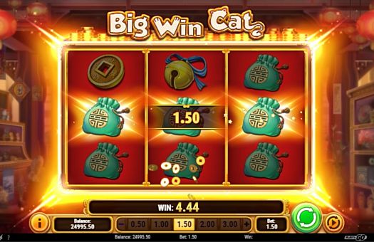 Призова комбінація символів в ігровому автоматі Big Win Cat