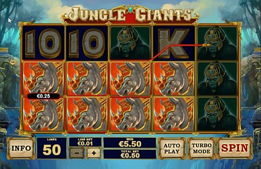 Призова комбінація символів в ігровому автоматі Jungle Giants