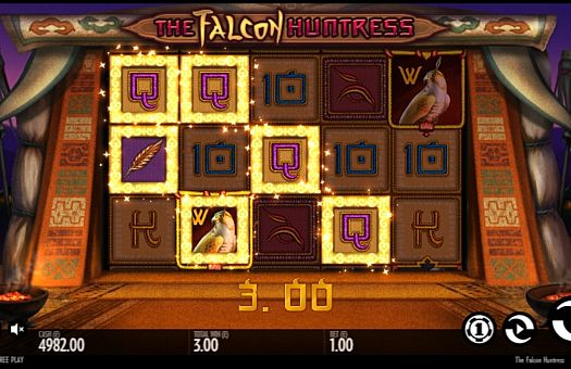 Призова комбінація на лінії в ігровому автоматі The Falcon Huntress